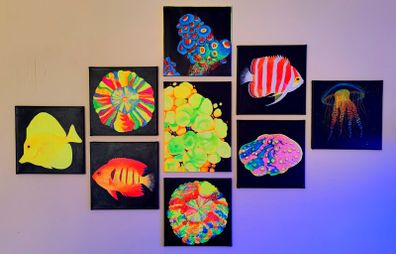 UV Blacklight Coral Reef Wall Art Painting