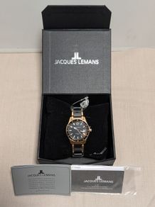 Brand New Jacques Lemans Ceramic Sport 100 Watch  Gold Black Ceramic (Unworn & Boxed)