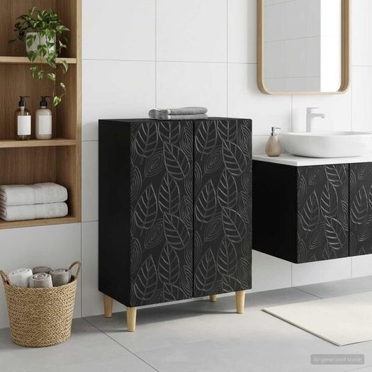 Bathroom Storage Cainet DELFT Black 59.5 x 31 x 80 cm