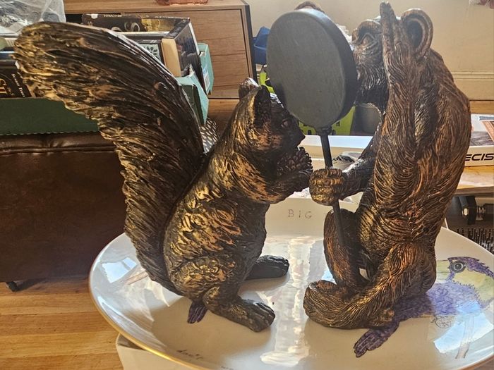 Monkey and Squirrel Bronze Effect Ornaments