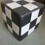 Harlequin checkered black white stool table Image 5