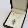 Brand New 9ct White Gold Diamond, Amethyst & Blue Topaz Pendant & Chain Image 3