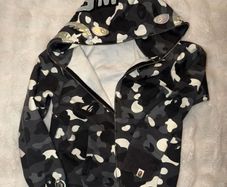 Black and white limited edition glow in the dark BAPE hoodie