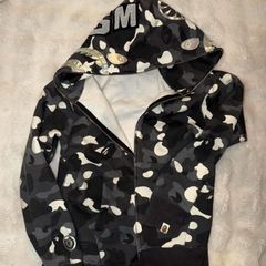 Black and white limited edition glow in the dark BAPE hoodie
