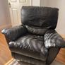 Black Leather Recliner Armchair Image 2