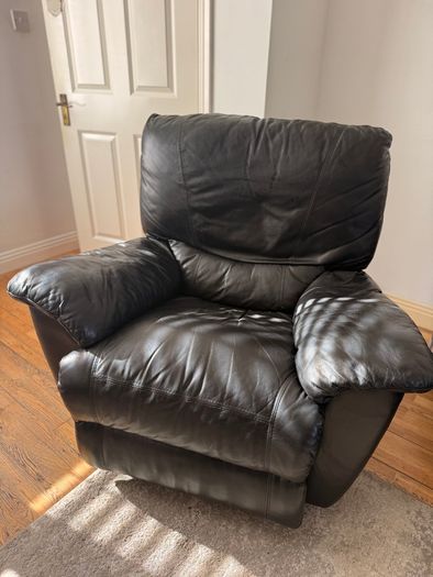 Black Leather Recliner Armchair