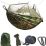 NEW SALE | Camping Hammock with Mosquito Net - Ultra Lightweight Durable Double/Single Travel Hammock 210T Parachute Nylon with Tree Straps 660lbs Capacity for Garden Camping Backpacking (Blue) Image 2