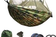 NEW SALE | Camping Hammock with Mosquito Net - Ultra Lightweight Durable Double/Single Travel Hammock 210T Parachute Nylon with Tree Straps 660lbs Capacity for Garden Camping Backpacking