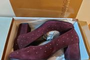 SOFFICE SOGNO 9670 Camoscio Vino woman Italian leather stud shoe bordeaux  size 7 UK SALE