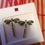 ZARA Earrings NEW Silver Butterfly Dragonfly -  Rhinestone & Pearls Image 2