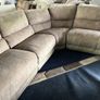 Beige manual recliner corner sofa set Image 4