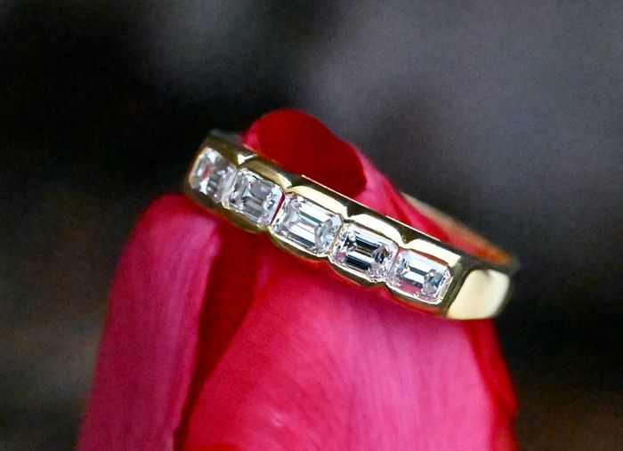 Vintage Italian Emerald Cut Diamond Ring - Unique Eternity Ring