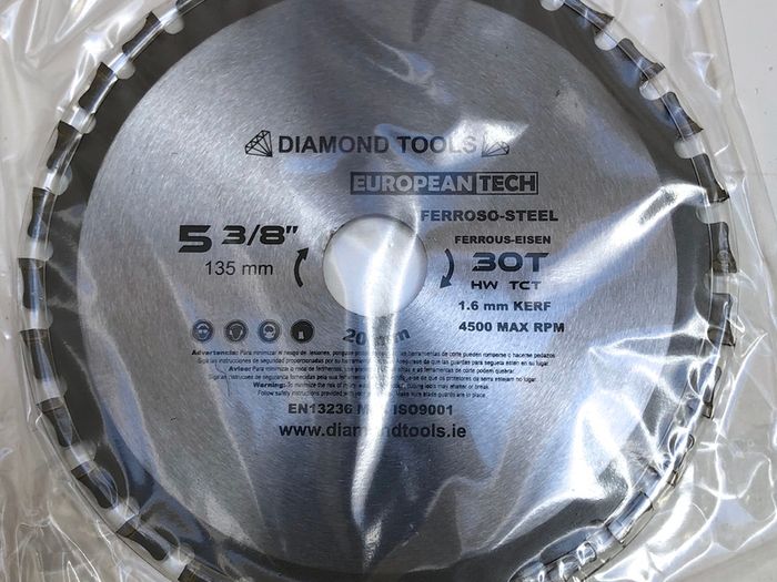 Cordless Circular Saw Blade 135mm  20mm hole
