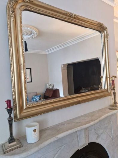 Large Ornate Gold Fireplace Mirror Vintage Style 130cm