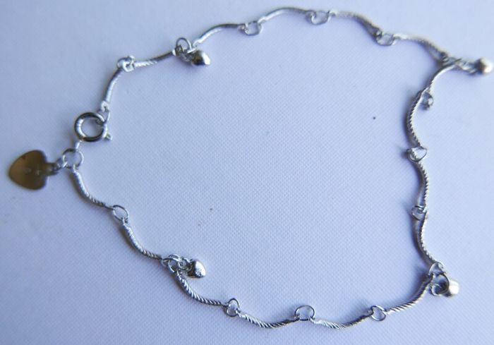 Vintage 18ct G P white Gold Plated Women's Bangle Bracelet L 9" - 2,97g