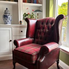 Genuine leather custom made Oxford Armchair.