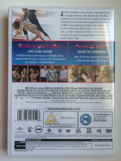 Mamma Mia! Here We Go Again [2018] Meryl Street, Pierce Brosnan, Colin Firth & Amanda Seyfried [Movie 2xDVD]