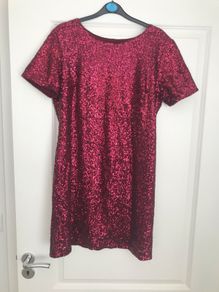 Red sequins mini dress