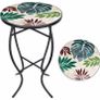 Patio Side Tables Outdoor, 14" Mosaic Patio Accent Round Glass (MULTIPLE DESIGNS, SEE PHOTOS) Image 3