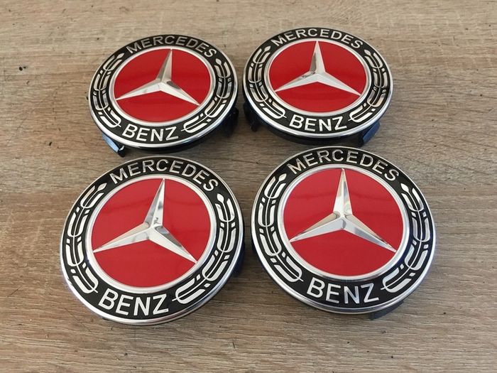 RED 75mm Mercedes wheel Caps 4pcs A1714000025