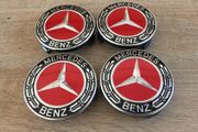 RED 75mm Mercedes wheel Caps 4pcs A1714000025