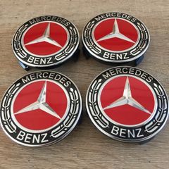 RED 75mm Mercedes wheel Caps 4pcs A1714000025