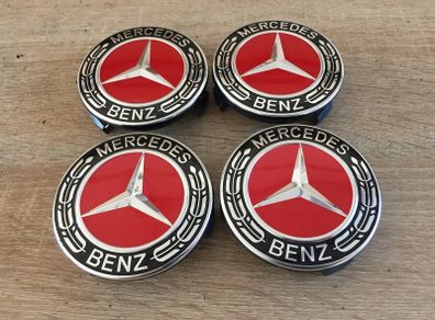 RED 75mm Mercedes wheel Caps 4pcs A1714000025