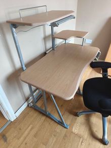 swivel chair and computer desk