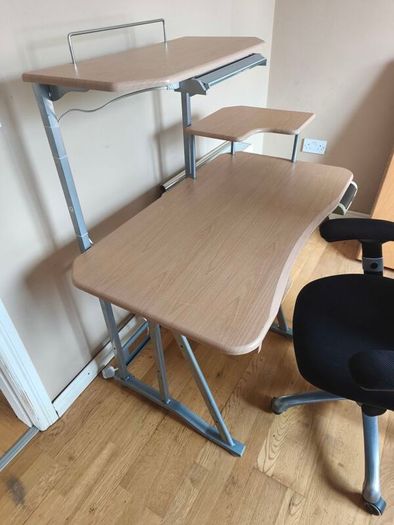 swivel chair and computer desk