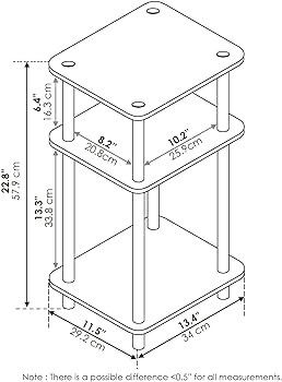 MULTIPLE COLOURS AVAILABLE | 3-Tier Turn-N-Tube End Table, Side Table, Nightstand, 2-Pack