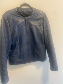 Navy Blue leather Jacket