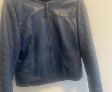 Navy Blue leather Jacket