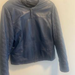 Navy Blue leather Jacket