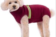 Cosy Polar Fleece Coat for Dogs, Full body Jacket, Dogs Onesie With D Ring, Zipper with Reflective Jumpsuit, Winter Clothes for Pet Dog Outdoor or Indoor Small Dogs (Red,pink black XS, M large also