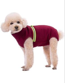 Cosy Polar Fleece Coat for Dogs, Full body Jacket, Dogs Onesie With D Ring, Zipper with Reflective Jumpsuit, Winter Clothes for Pet Dog Outdoor or Indoor Small Dogs (Red,pink black XS, M large also