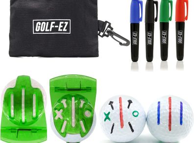 Golf Ball Line Drawing Marking Alignment Tool Kit with 4pcs Marker Set and Carry Case