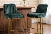 Luxury Velvet Bar Chairs Set Cushioned Breakfast Stools with Back Support