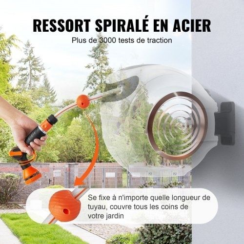 Retractable Hose Reel Water Hose Reel 25m by 1.3cm 180 Swivel Wall Mounted
