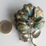 Vintage large heavy flower statement brooch metallic petals pin 22.4g Image 2