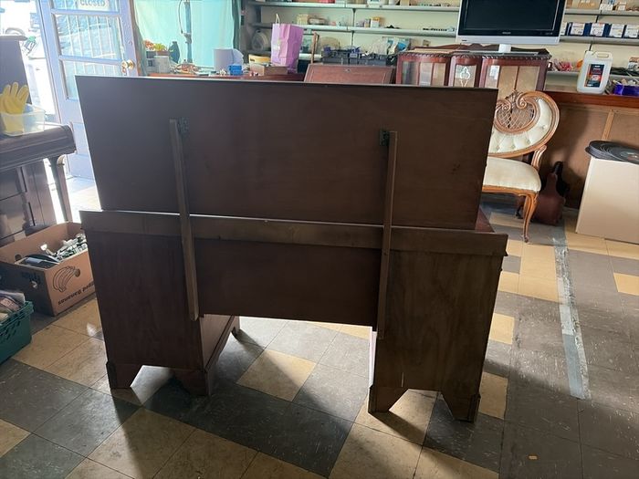 traditional English-style mahogany furniture, this twin-pedestal dressing table, five drawer chest of drawers to match and dressing table stool