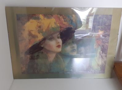 Framed Lady in Green Print