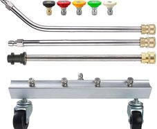 Pressure Washer Undercarriage Cleaner, Under Car Washer, with Swivel Wheel and 2 Extension Wand, 4000 PSI (Silvery)