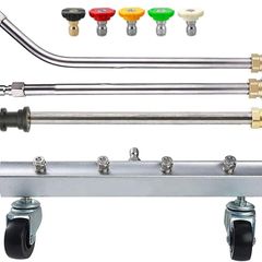 Pressure Washer Undercarriage Cleaner, Under Car Washer, with Swivel Wheel and 2 Extension Wand, 4000 PSI (Silvery)
