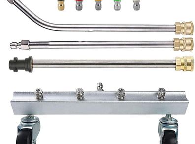 Pressure Washer Undercarriage Cleaner, Under Car Washer, with Swivel Wheel and 2 Extension Wand, 4000 PSI (Silvery)