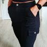 QUIZ cuffed black cargo pants, size 8 Image 2