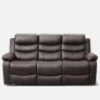 3 Seater PU Leather Recliner Sofa Brown Image 3