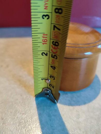 Antique Treen Pot Small Antique Treen Pot.Screw-on mushroom shaped lid.Polished light colored wood, possibly yew or sycamore.