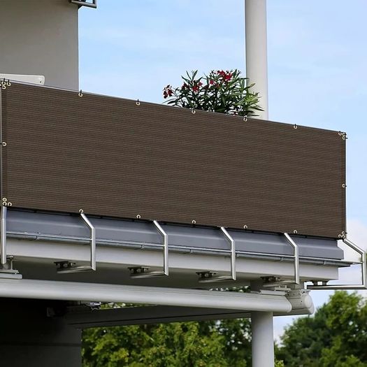 Privacy Screen, 1m x 5m Patio Privacy Protective Screens 500g/m HDPE 95 UV Block Porch Privacy Fence Cover for Backyard Deck Railing Pools - with Cable Ties and Rope (Brown)