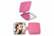 Personalized Square Hand Mirror With Leather Case