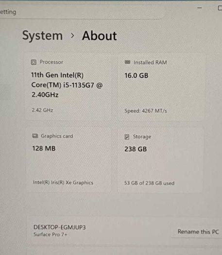 Microsoft Surface Pro 7+ | i5 11th Gen | 16GB RAM | 256GB NVMe